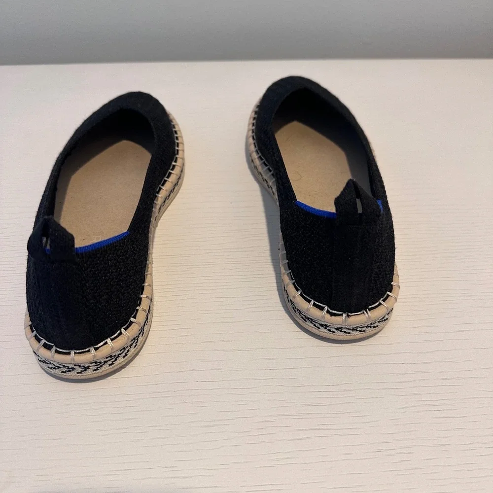 Rothys The Espadrille Black Solid Knit Slip On Flats Women Size 7